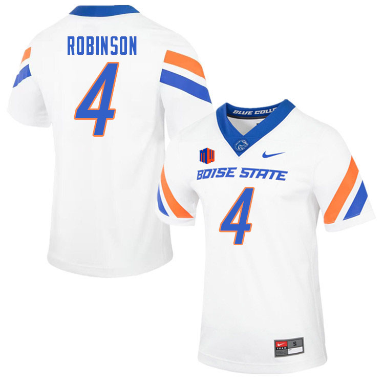 Men-Youth #4 Rodney Robinson Boise State Broncos College Football Jerseys Stitched-White
